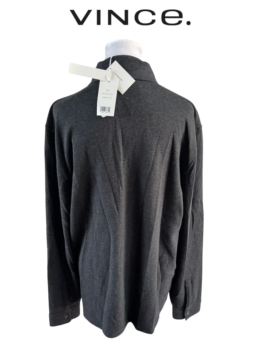 Vince Men’s Double-Face Long Sleeve Polo Gray Collar quarter zip Sweater cotton